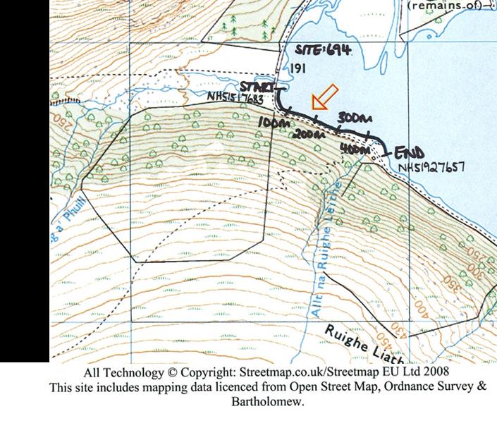 example of transect on map