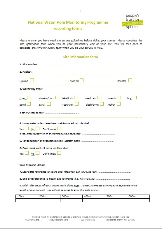 Site information form