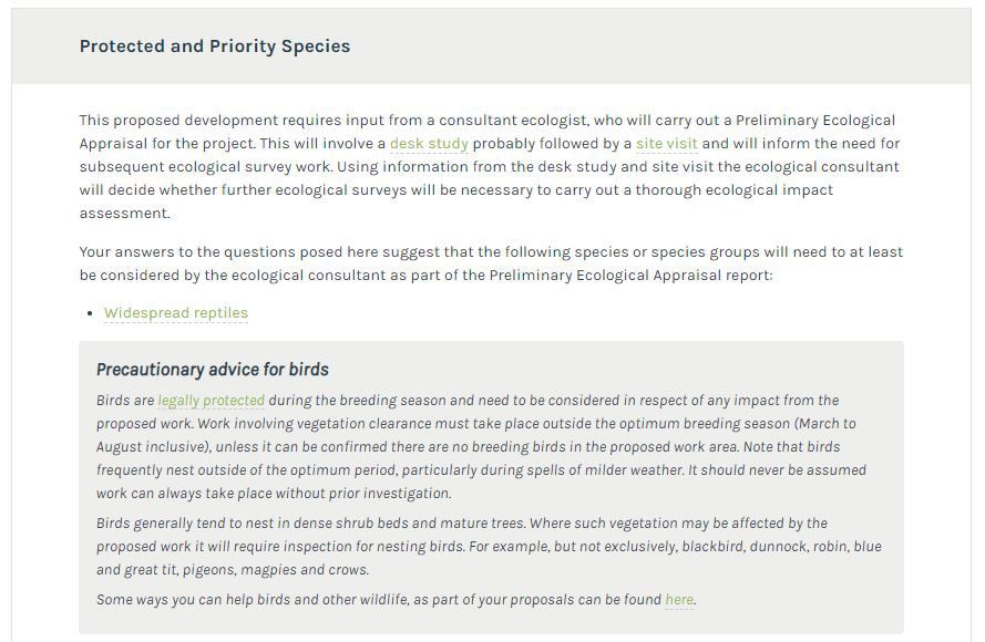 Biodiversity in planning PTES Wildlife Assessment Check Tool
