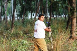 Samya documenting the elephant habitat and movement (A. Roy)
