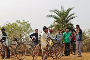 Samya Basu with villagers in elephant depredation area (T.K. Basu)