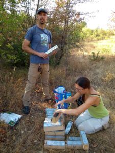 Preparing the traps for dormouse research in Bulgaria