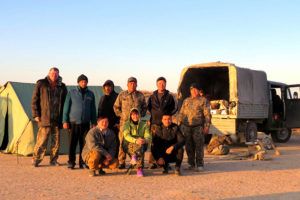 Lena and her team of rangers ready to look for signs of saiga antelope.