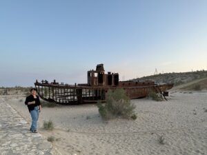 Zebo Isakova at the Aral Sea