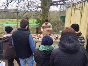 Steve Oram training a group to graft trees